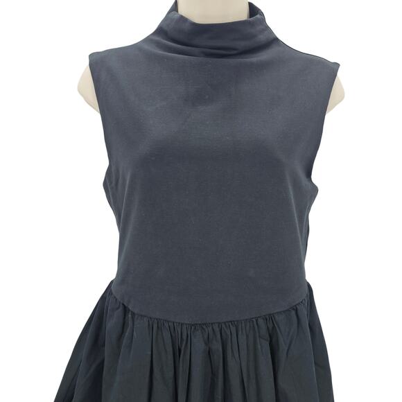 J. Crew Womans size XL Knit Mock Neck Poplin Skirt Midi Dress Black BY263 NEW - Picture 2 of 8